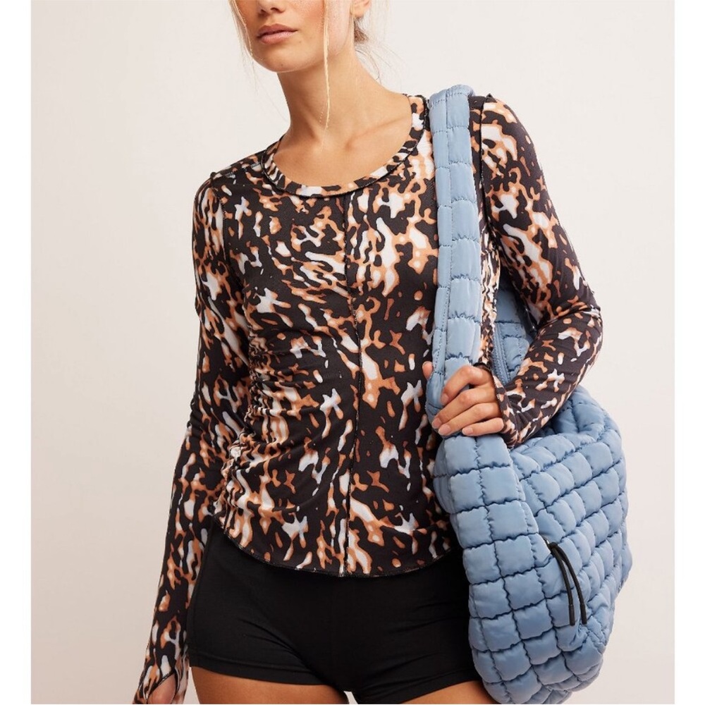 FP Movement Right On Run Long Sleeve Layer Top in Tortoise Shell Combo